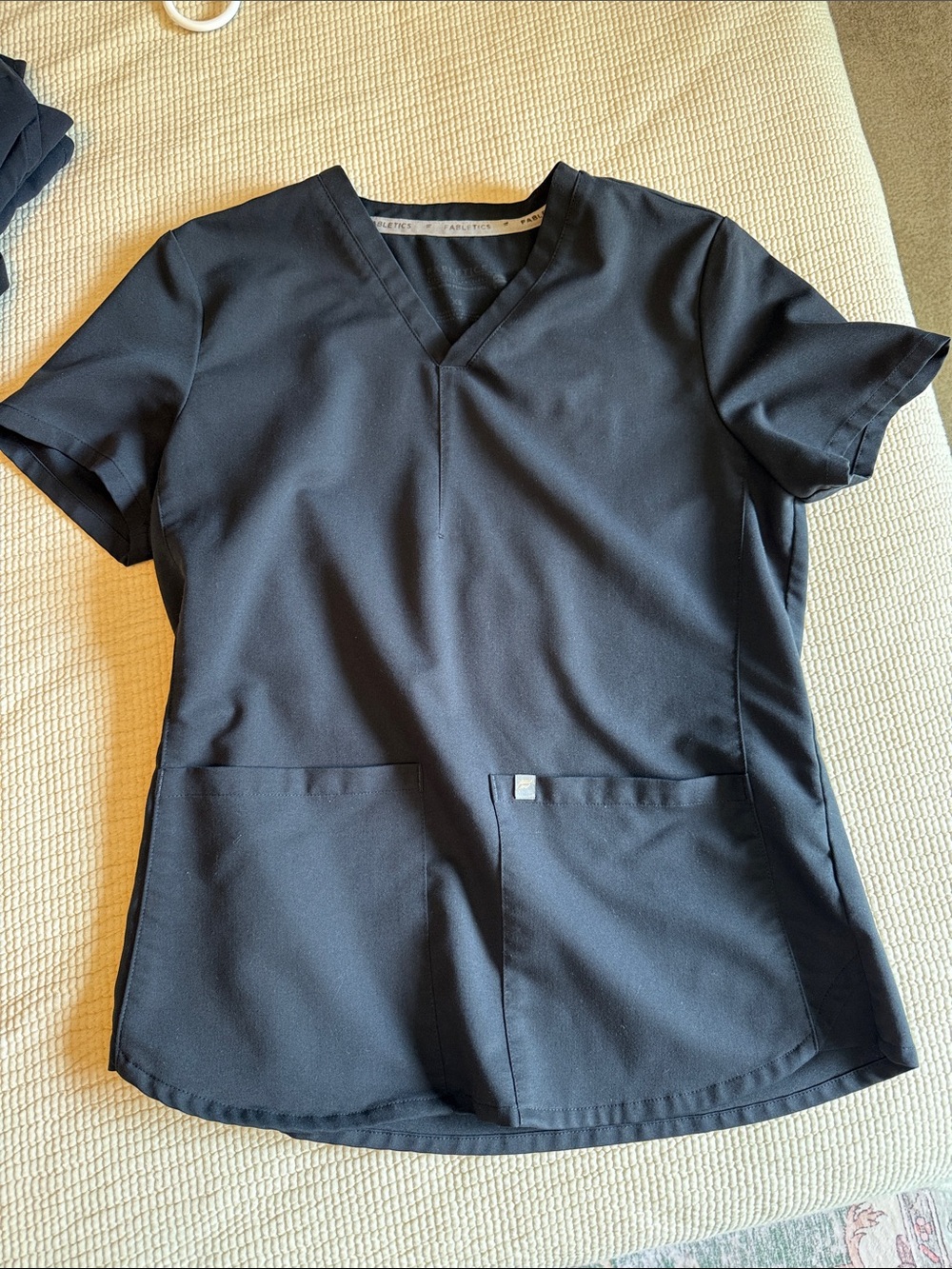 Fabletics Black V‑Neck Scrub Top